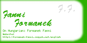 fanni formanek business card